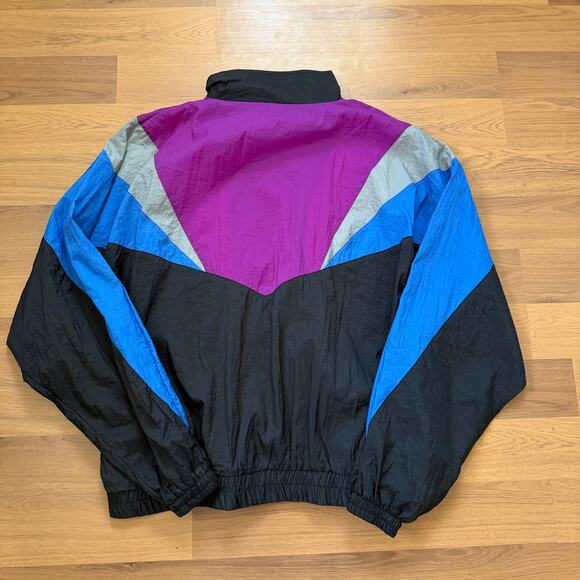 Men's Vintage 90's Reebok Purple Blue Zip Up Lined Windbreaker Track Jacket XL - Picture 3 of 5
